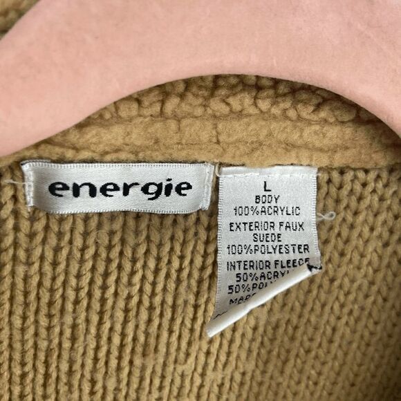 Energie Women's Faux Sued Button Front Knitted Blazer Jacket Size Large - Picture 3 of 8